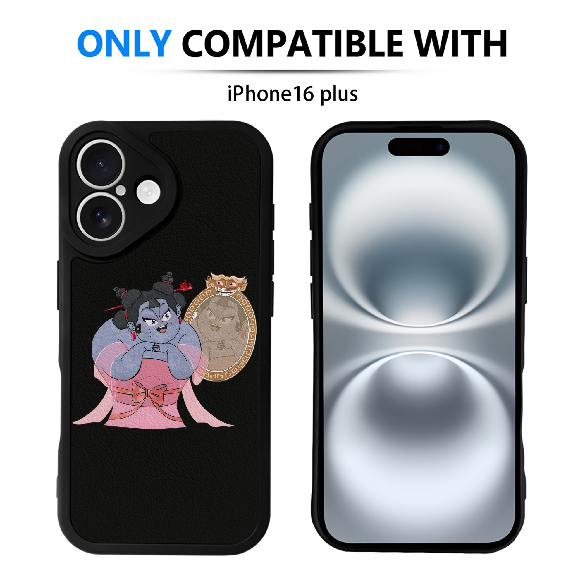 （画像用） Ne Zha 2 ナタ 魔童の大暴れ 【iPhone 16シリーズ対応】シリコンスマホケース（レザー調） 材質：シリコン